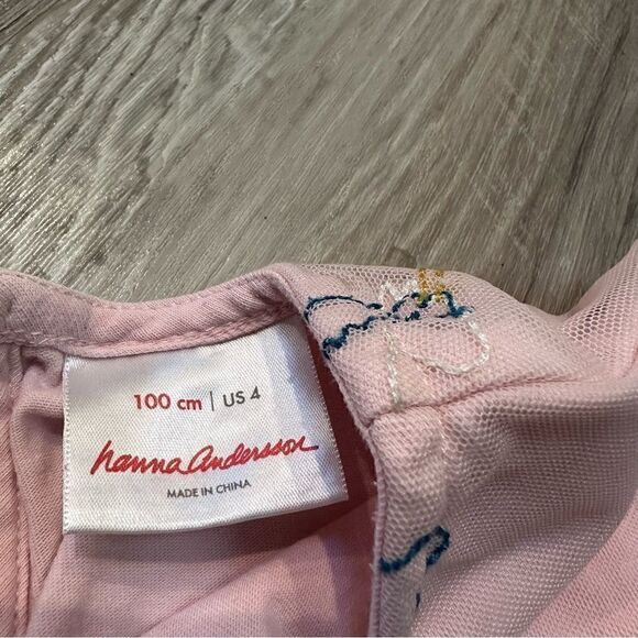 HANNA ANDERSSON Pink Unicorn Tulle Dress Girls Size 4 Party Princess Casual - Picture 8 of 8